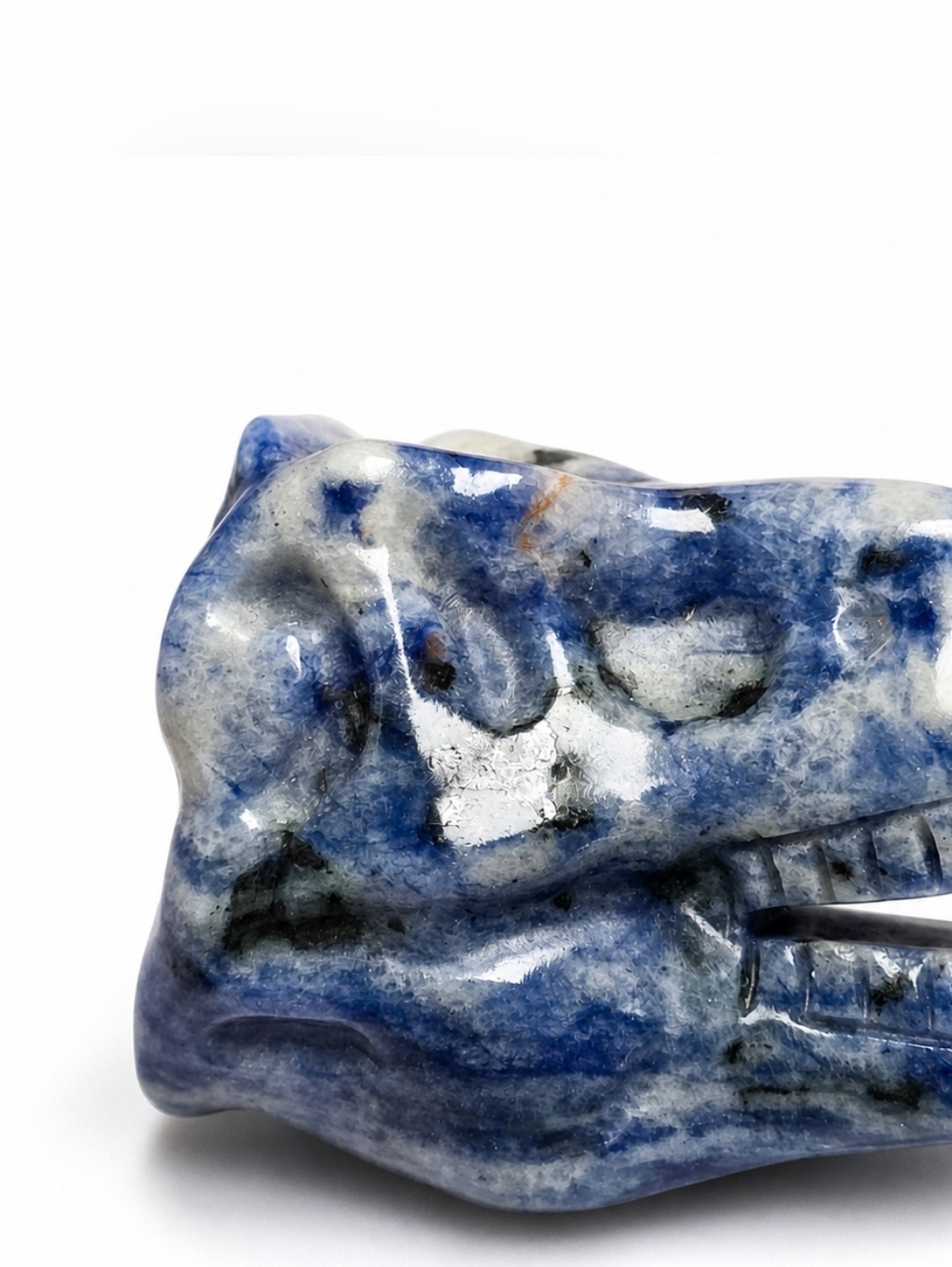 Blue Sodalite Dinosaur Skull Carving 1.93” Crystal Skull Carved Stone Dino Head